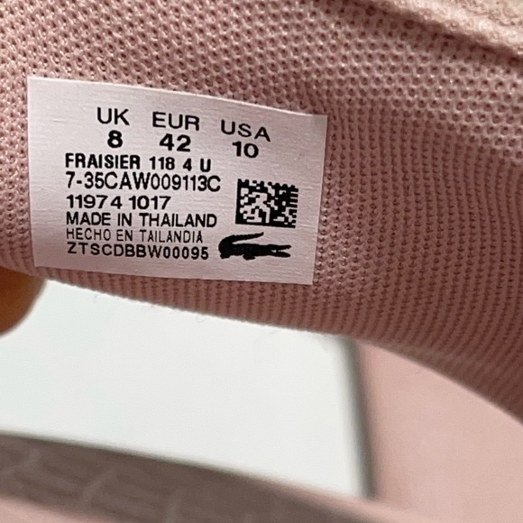 Lacoste Women's Croc FRAISIER 118 4 U Size 10- Light Pink ZTSCDBBW00095 - Picture 2 of 7